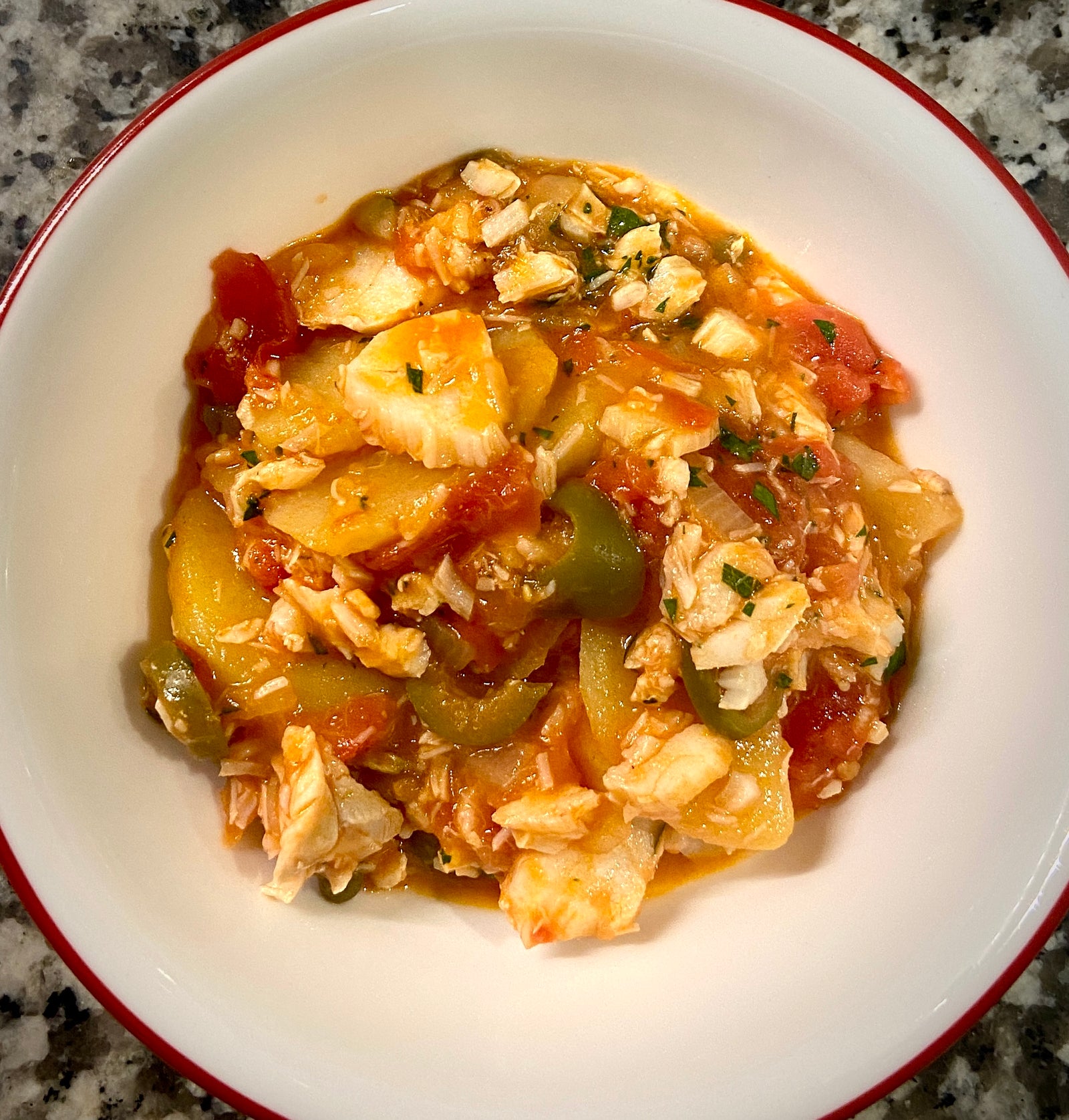 Poached Cod with Tomatoes and Potatoes