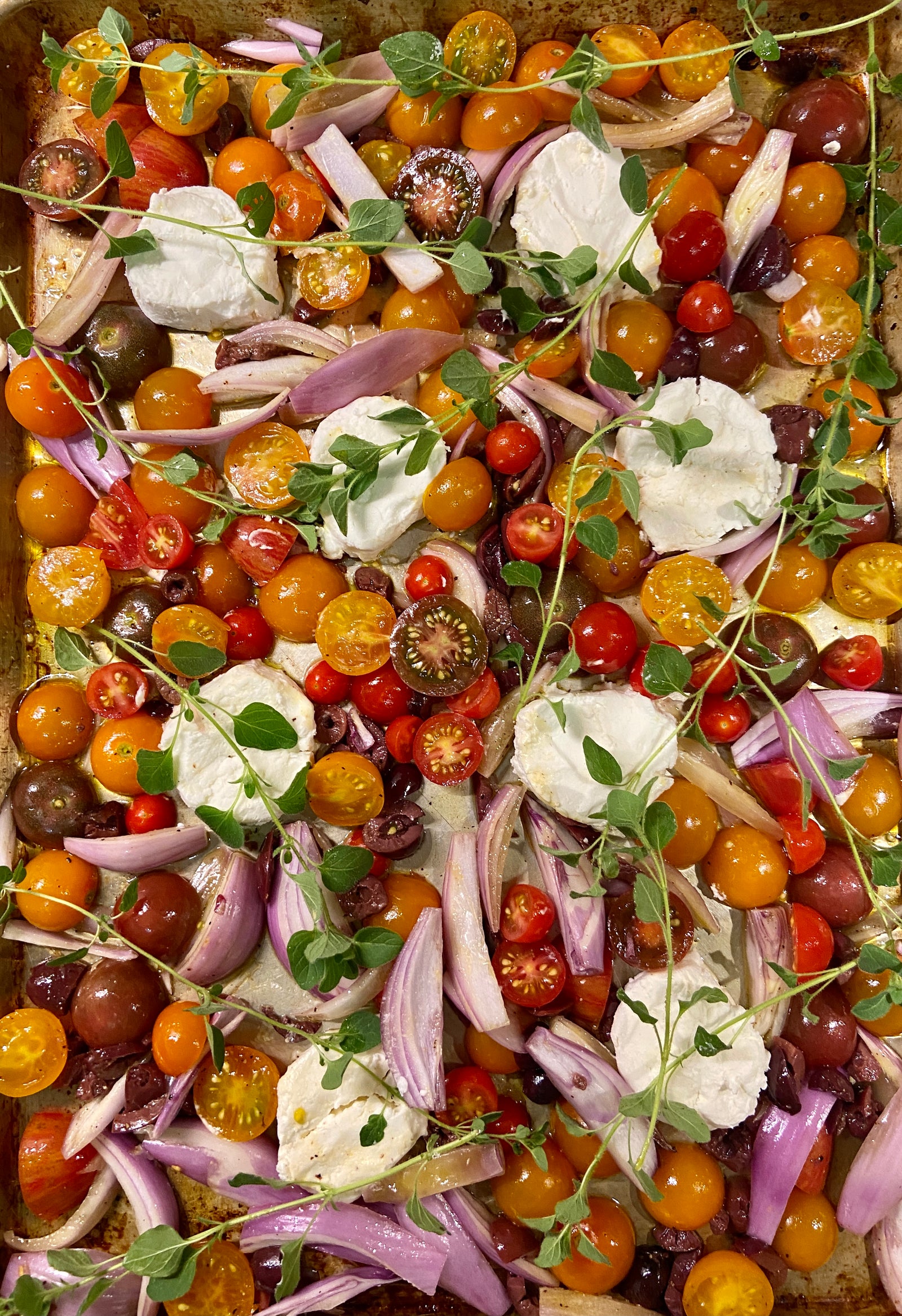 Roasted Tomatoes and Goat Cheese with Nocellara