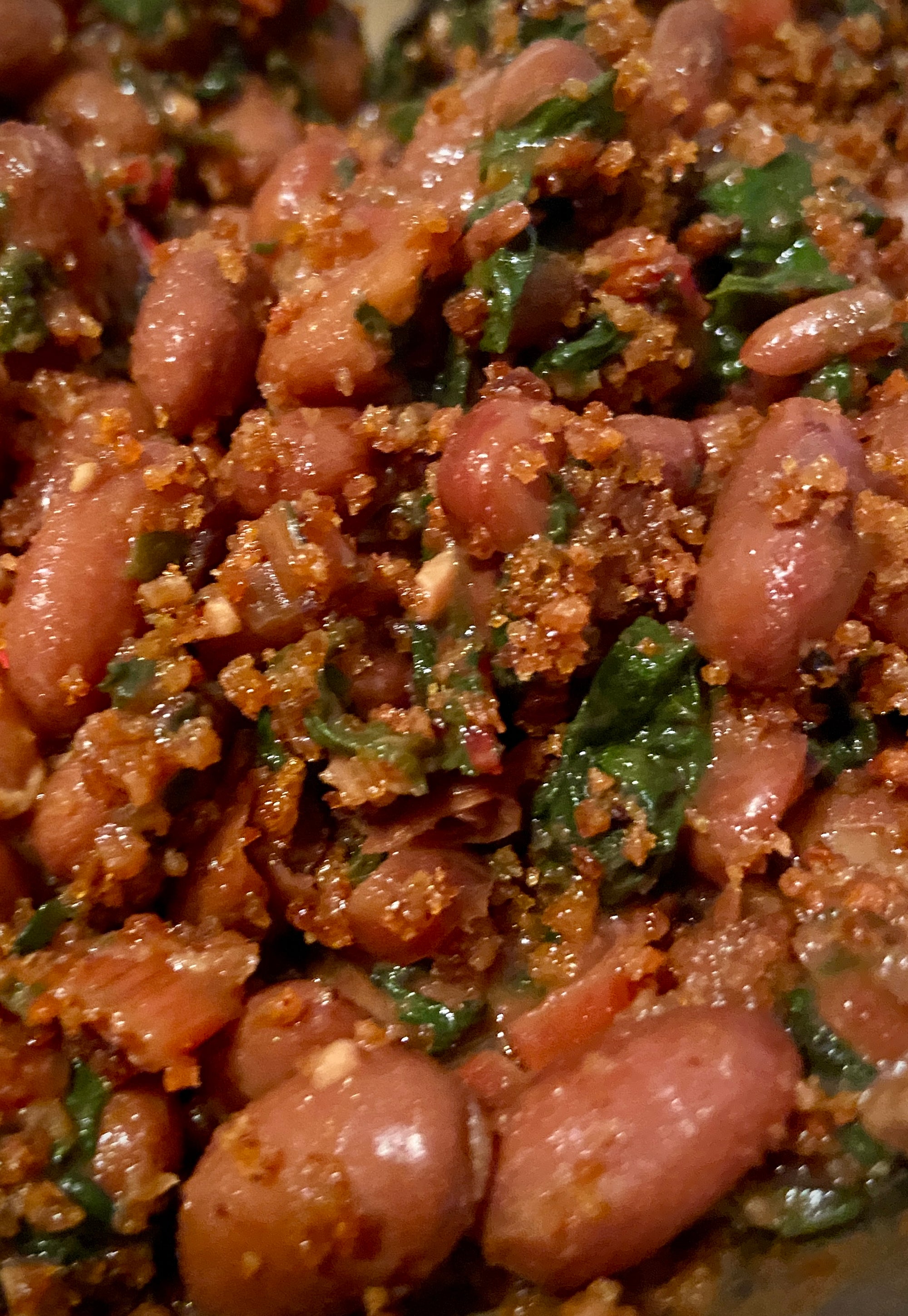 Beans and Chard with Toasted Bread Crumbs
