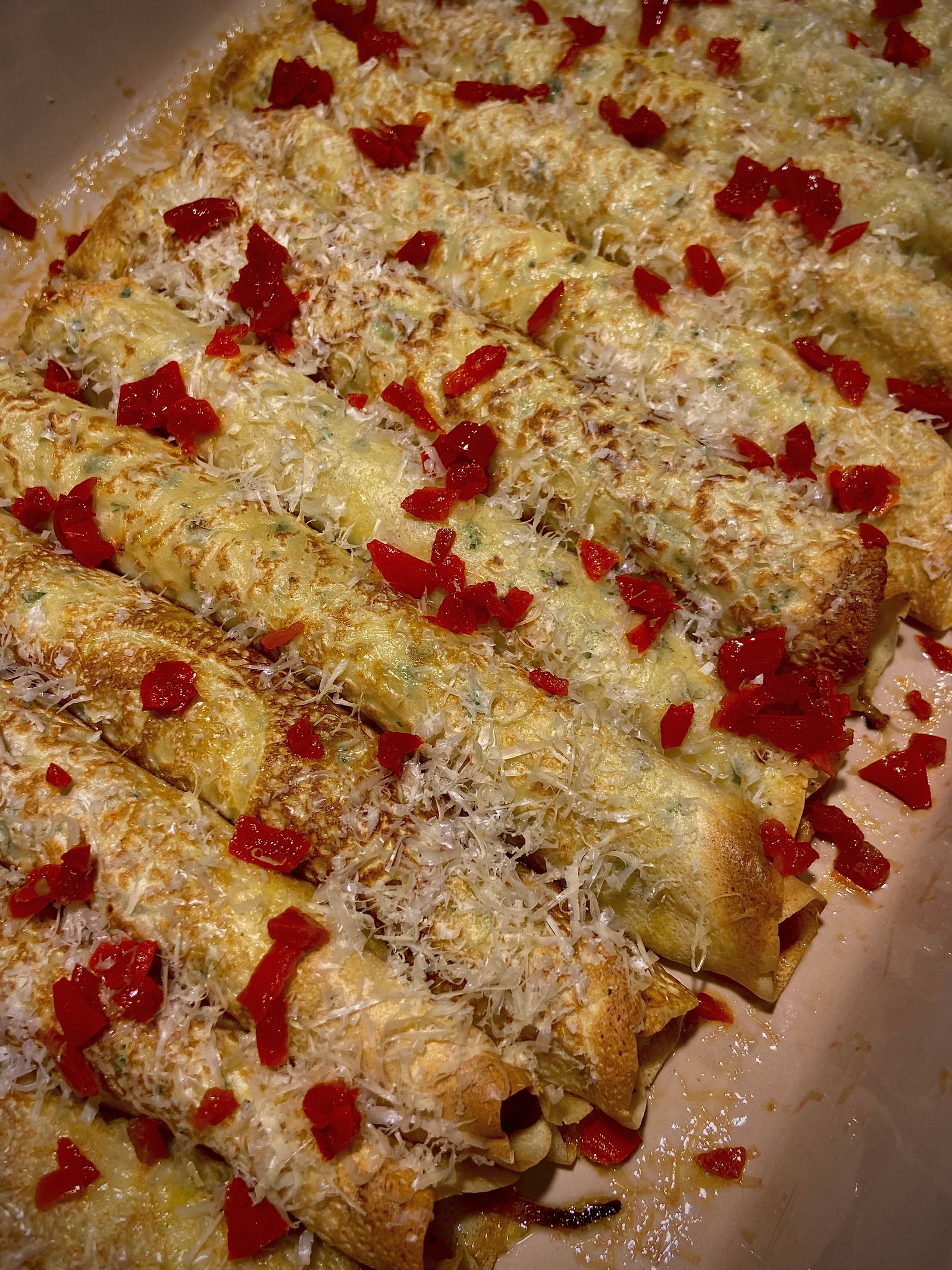 Herb Crespelle with Fontina and Greens