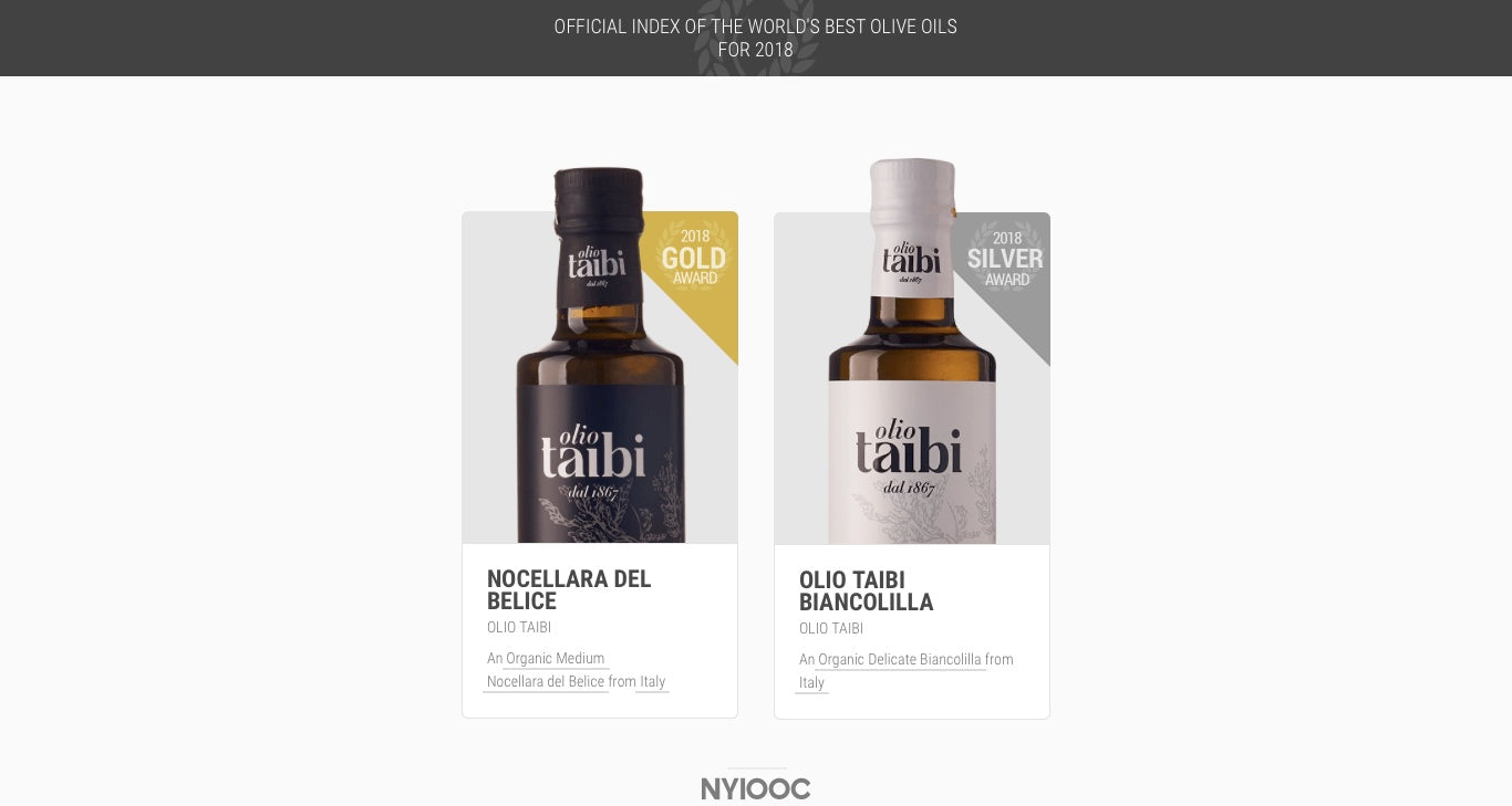 Olio Taibi Awarded Gold and Silver Medals at World's Largest and Most Important Olive Oil Competition